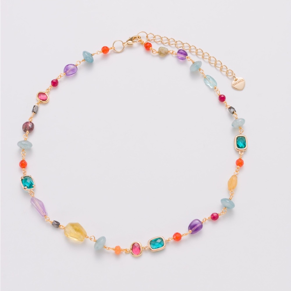 Nakamol NWT Handmade stunning approx. 14”-17” necklace with multicolor stones